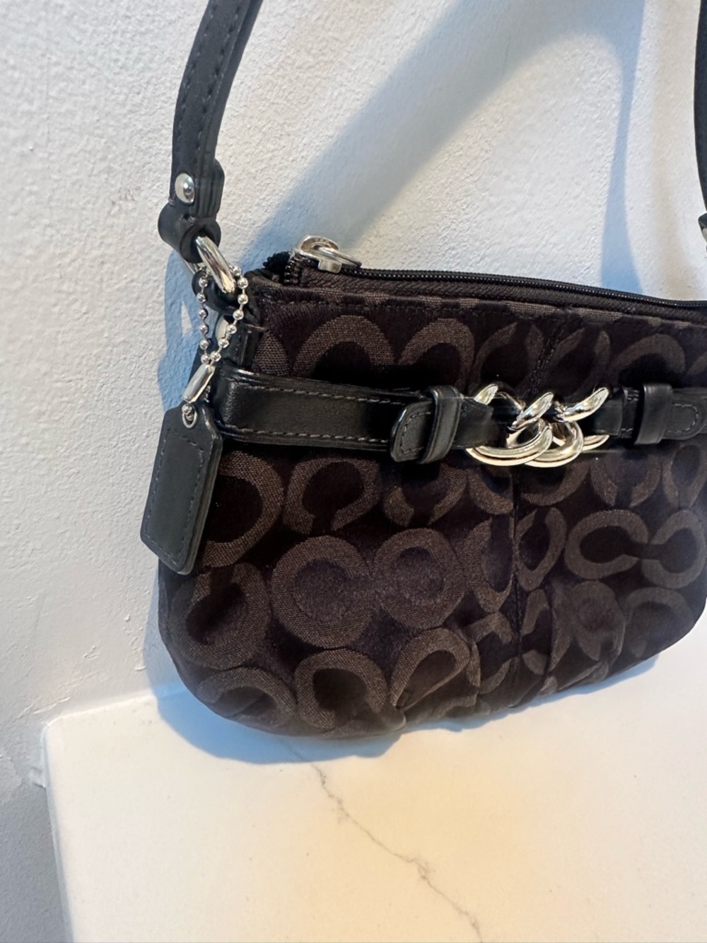Coach Op Art Black Signature Jacquard wristlet or mini bag with hang tag - Picture 9 of 10